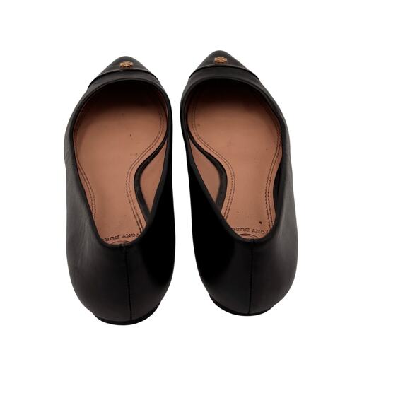 Tory Burch Women's Black Fairford Pointed Toe Leather Flats Size 6.5 - Picture 6 of 7